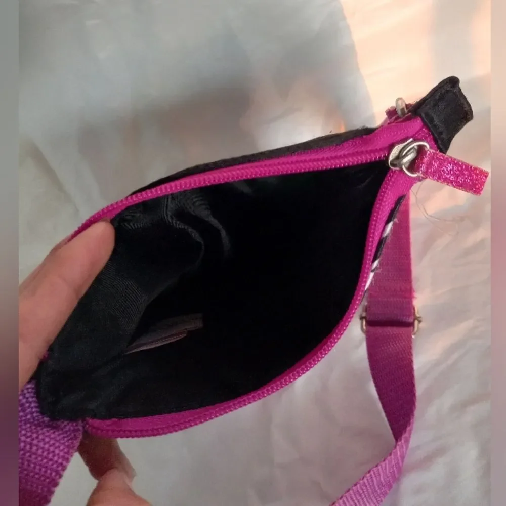 Hello Kitty Zebra Stripe Hot Pink Youth Purse Hand Bag Adjustable Strap …